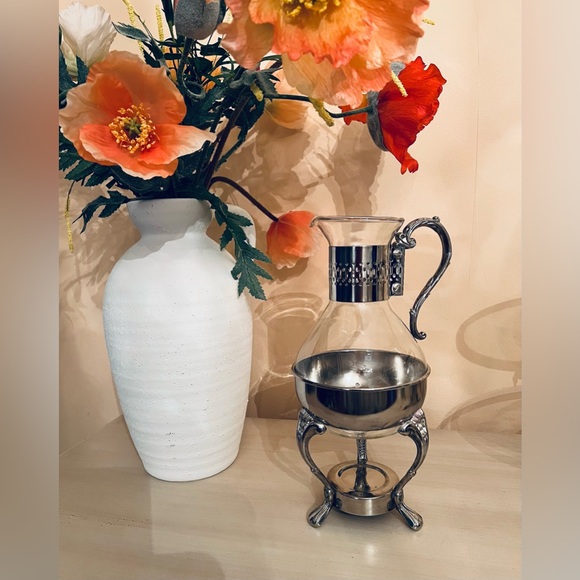 Vintage Ornate Silver plated Corning Carafe Serving Heat Proof Glass Pitcher - Picture 14 of 14